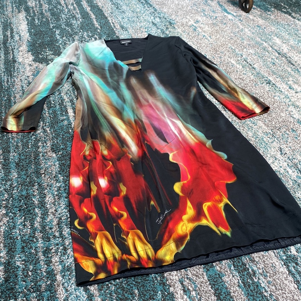 Just Cavalli size 46 multicolored long sleeve shift dress